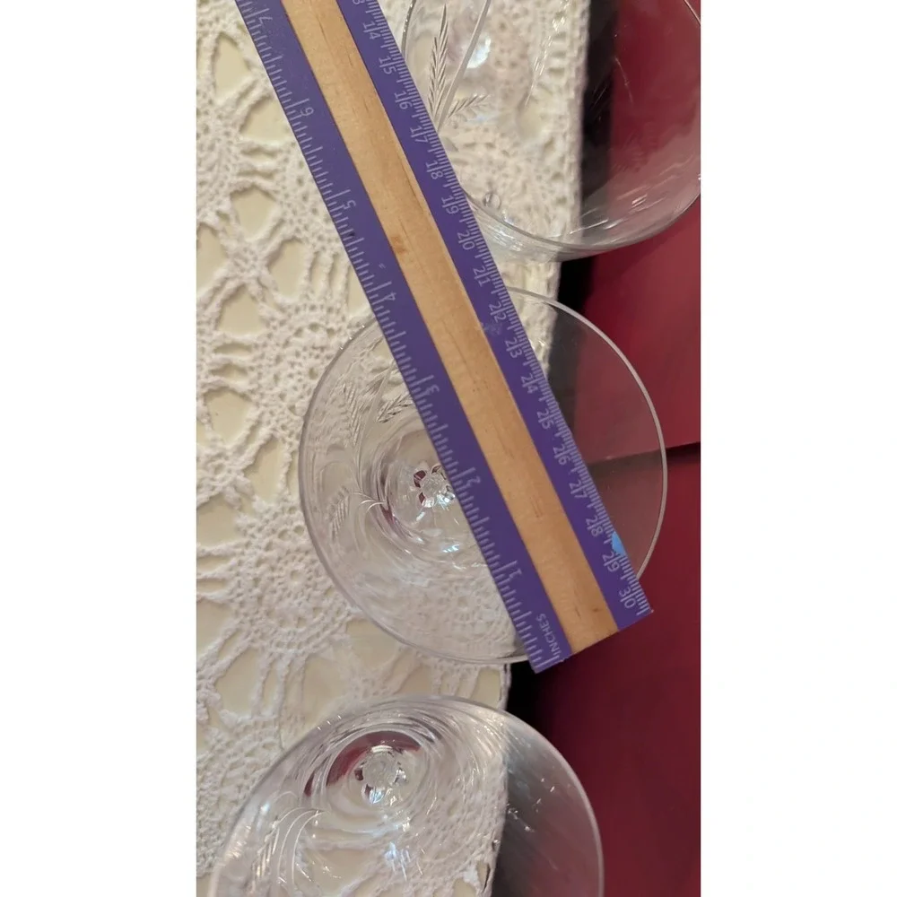 Vintage Fostoria‎ Etched Wheat Water Goblet Glasses Set of 4 Approx. 6
